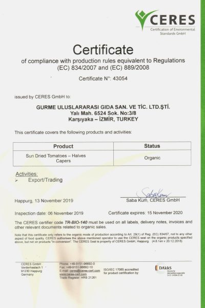 Gurme Cert 43054 EU 19.11.13